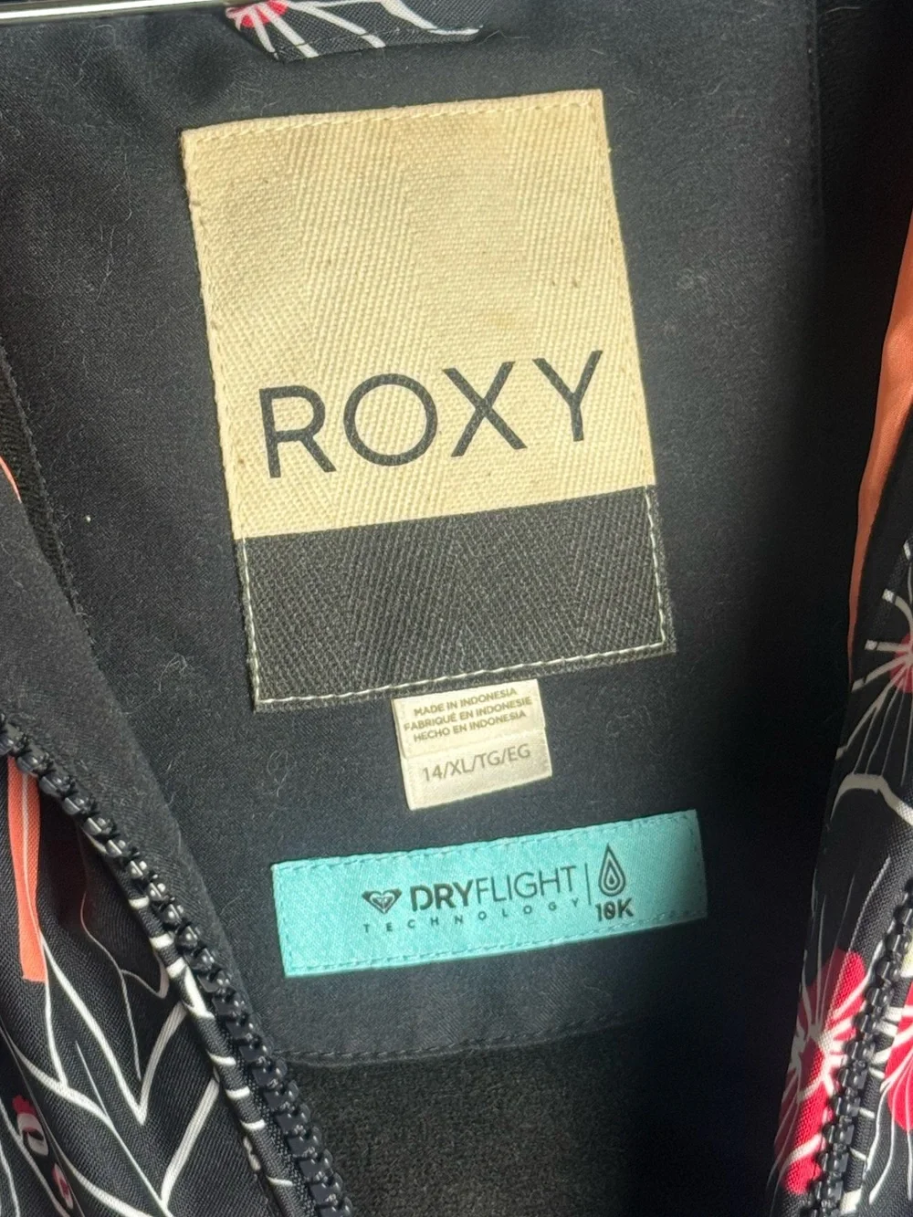 Roxy American Pie Girl Jacket True Black Outlines Girls XL/14